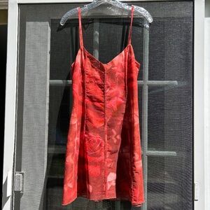 Meshki red rose mini dress